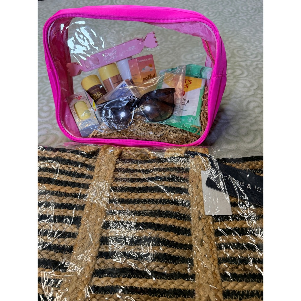 Mother's Day Luxury Gift Set Beach Tote Bundle NWT Straw Bag Self Care SPF 🕶️